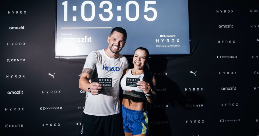 André Lucas Walendowsky e Stephani Cardoso, casal de Brusque que pratica Hyrox