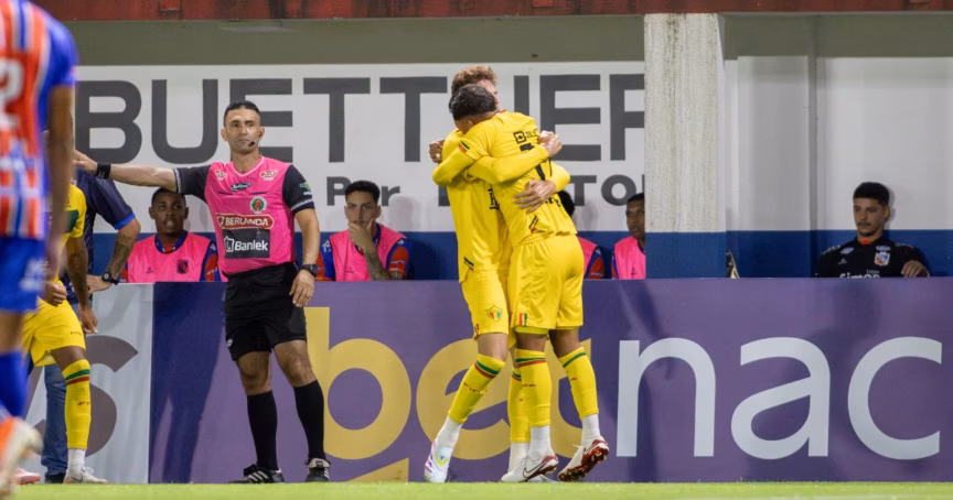 Jogadores do Brusque comemoram gol